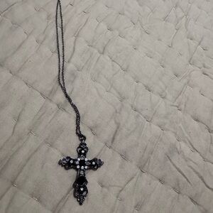 Black and Silver Cross Pendant Necklace